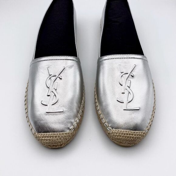 SAINT LAURENT YSL Flat Metallic Espadrilles US Size 6.5 Euro Size 36.5 - Picture 1 of 11